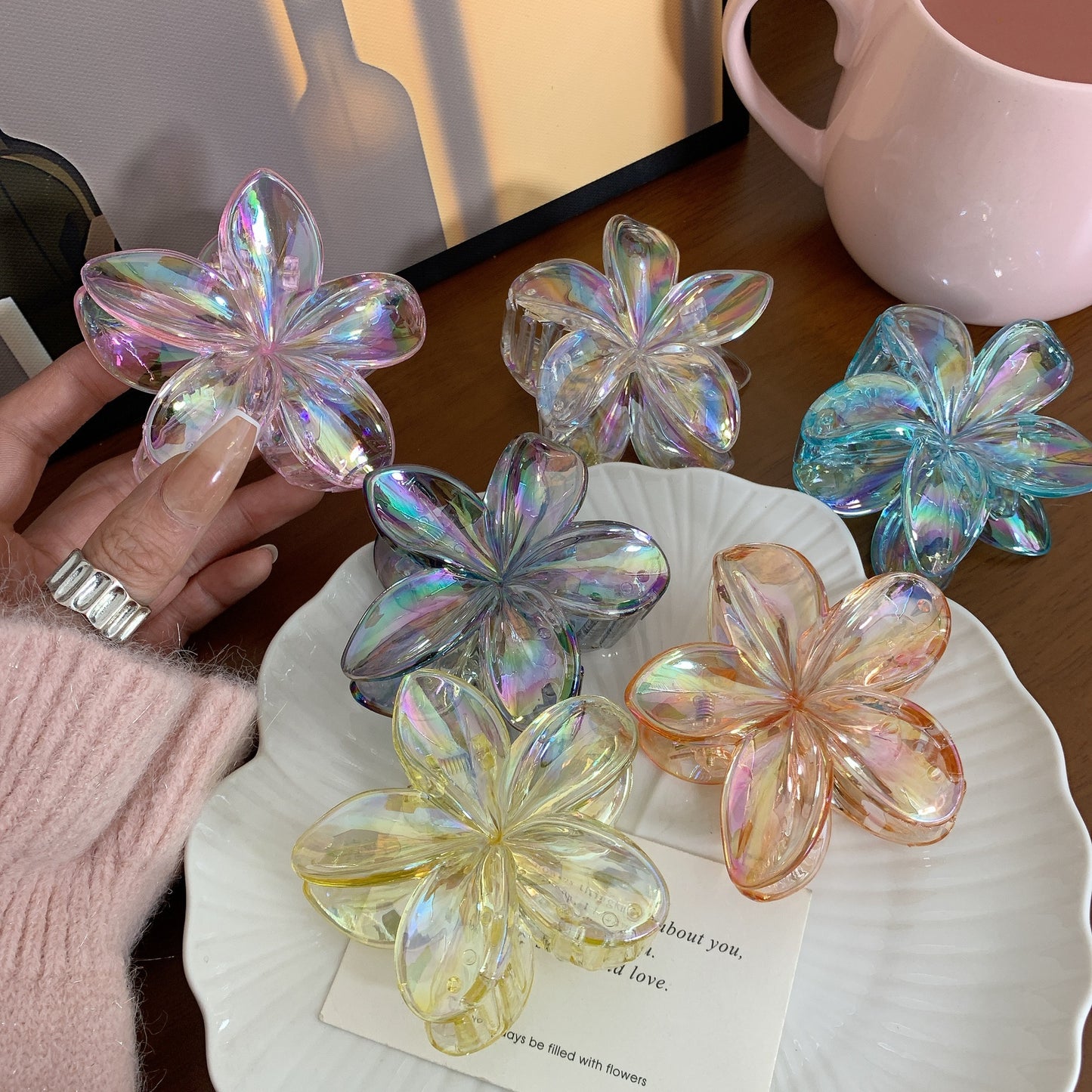 Internet Celebrity Plumeria Rubra Barrettes Advanced Sense